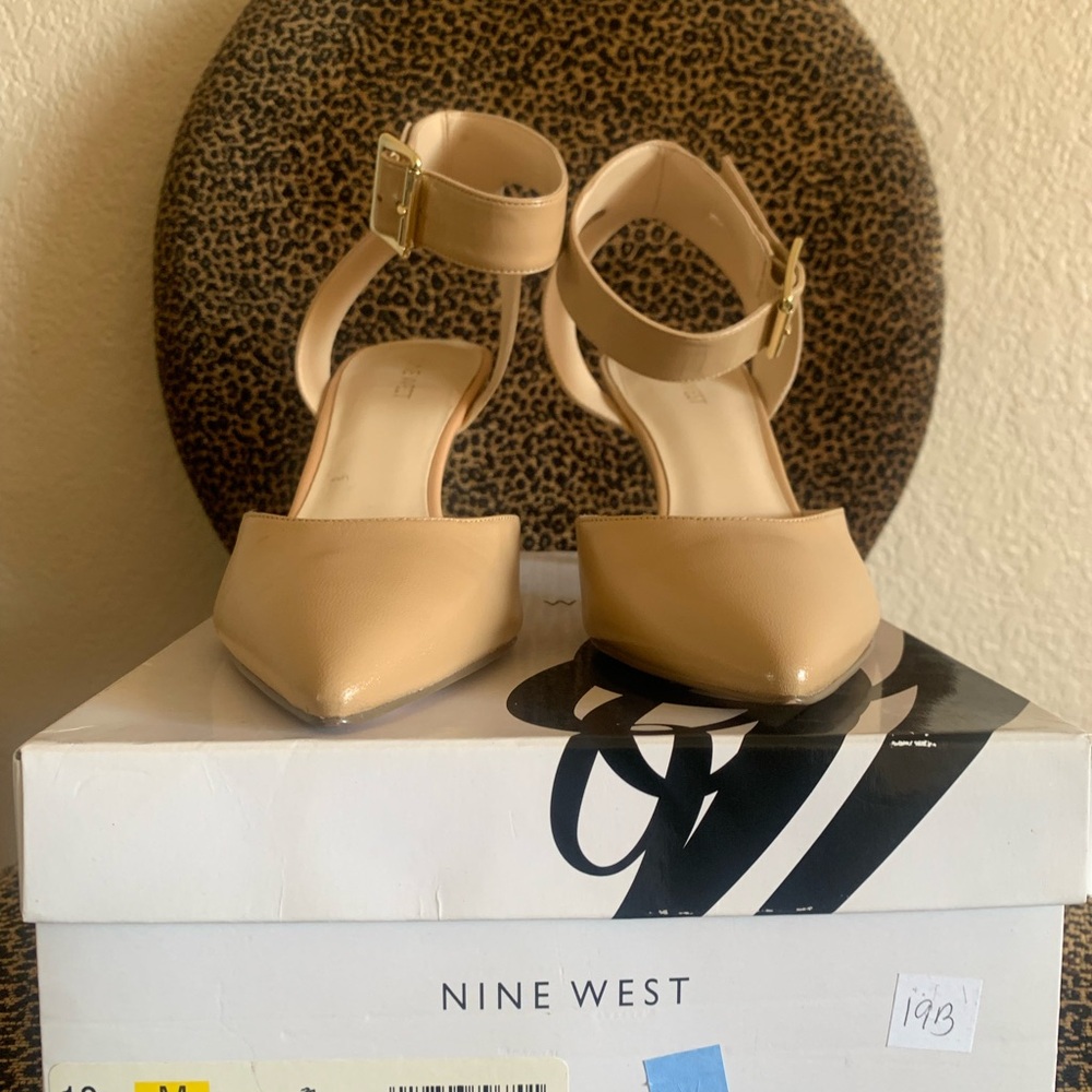 Nine West Beige Ankle Strap Heels